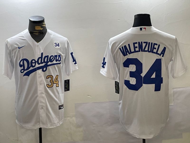 Men Los Angeles Dodgers #34 Valenzuela White Game 2024 Nike MLB Jersey style 11209->los angeles dodgers->MLB Jersey